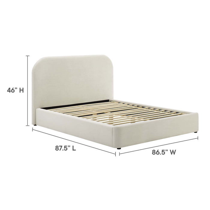 Keynote Performance Velvet Curved Platform Bed