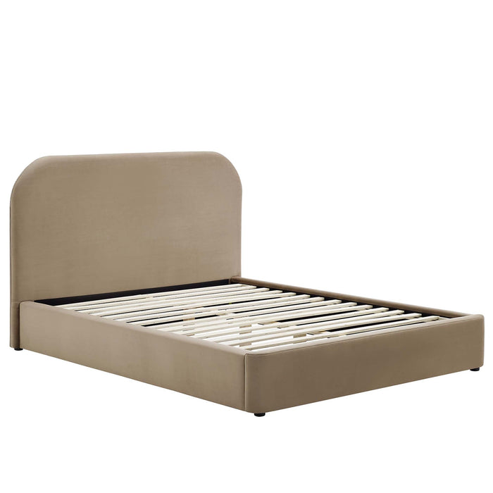 Keynote Performance Velvet Curved Platform Bed