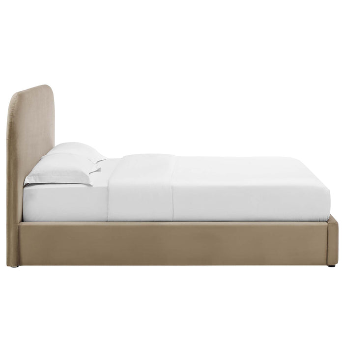 Keynote Performance Velvet Curved Platform Bed