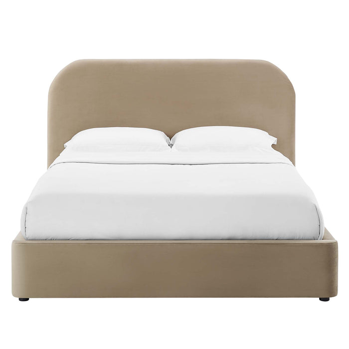 Keynote Performance Velvet Curved Platform Bed