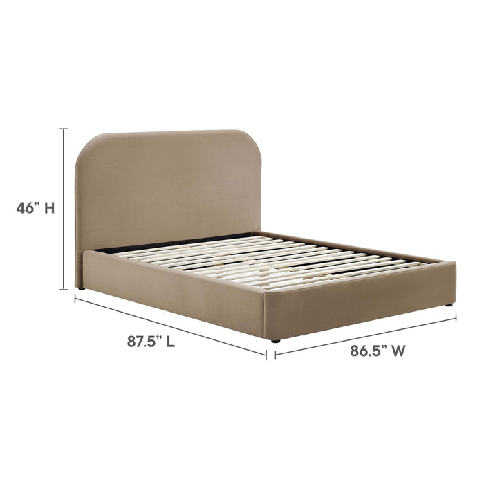 Keynote Performance Velvet Curved Platform Bed
