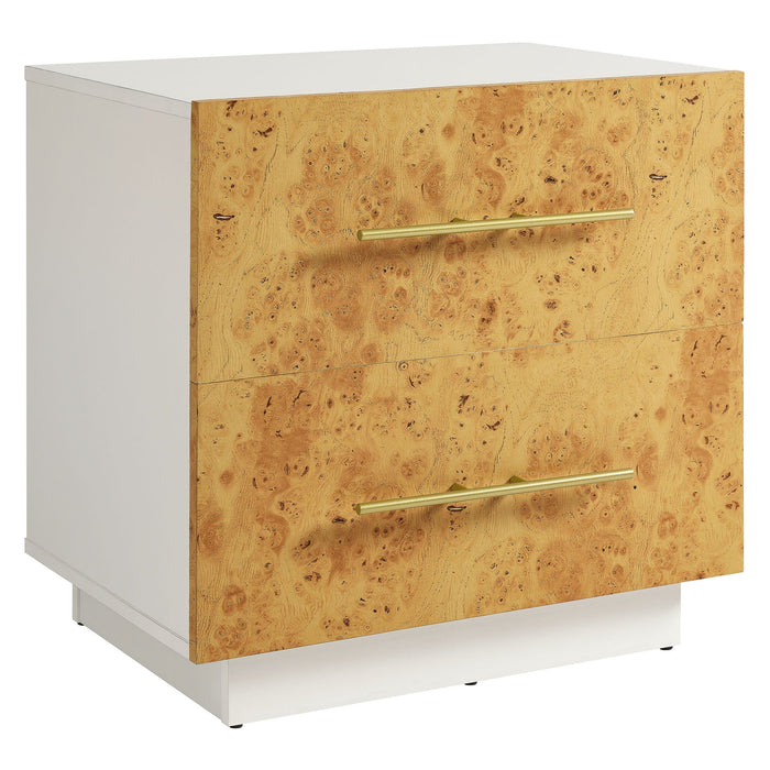 Abel 2-Drawer Burl Wood Nightstand