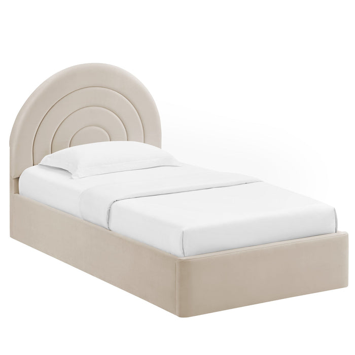 Solana Arched Performance Velvet Platform Bed