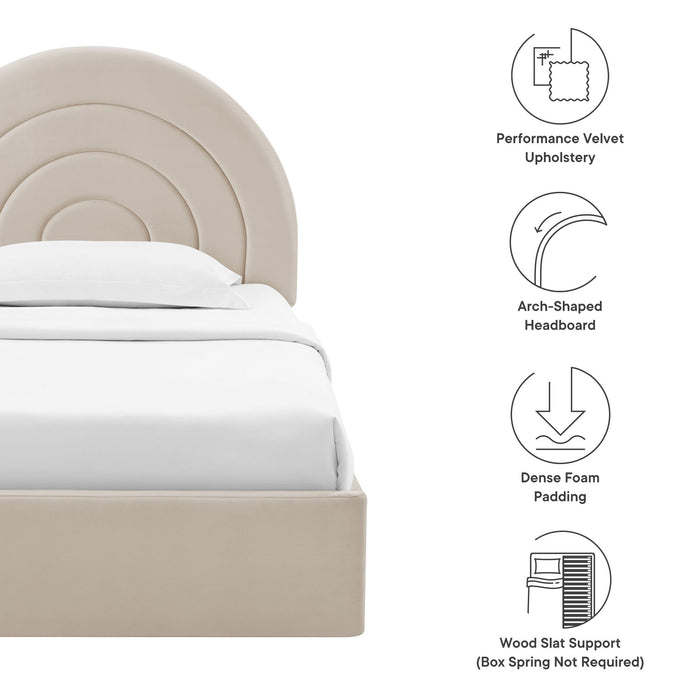 Solana Arched Performance Velvet Platform Bed