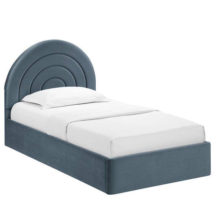 Solana Arched Performance Velvet Platform Bed