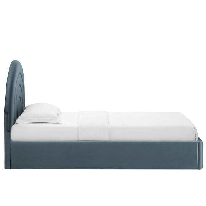 Solana Arched Performance Velvet Platform Bed