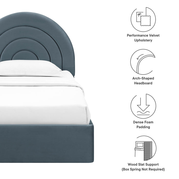 Solana Arched Performance Velvet Platform Bed