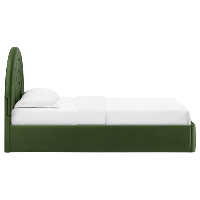 Solana Arched Performance Velvet Platform Bed