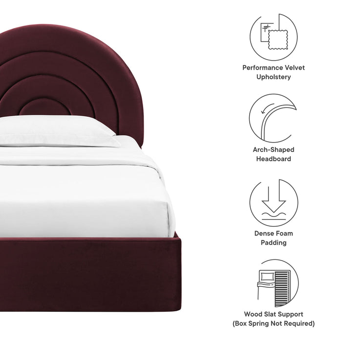 Solana Arched Performance Velvet Platform Bed