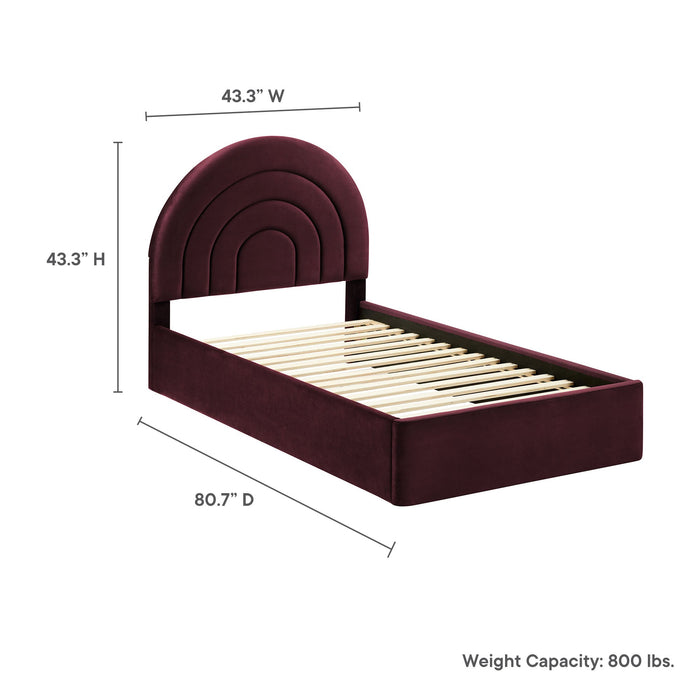 Solana Arched Performance Velvet Platform Bed