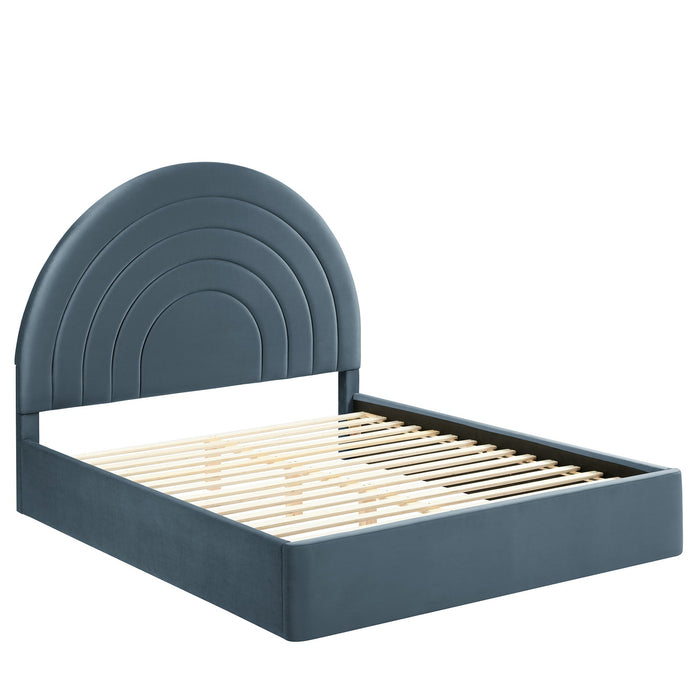 Solana Arched Performance Velvet Platform Bed