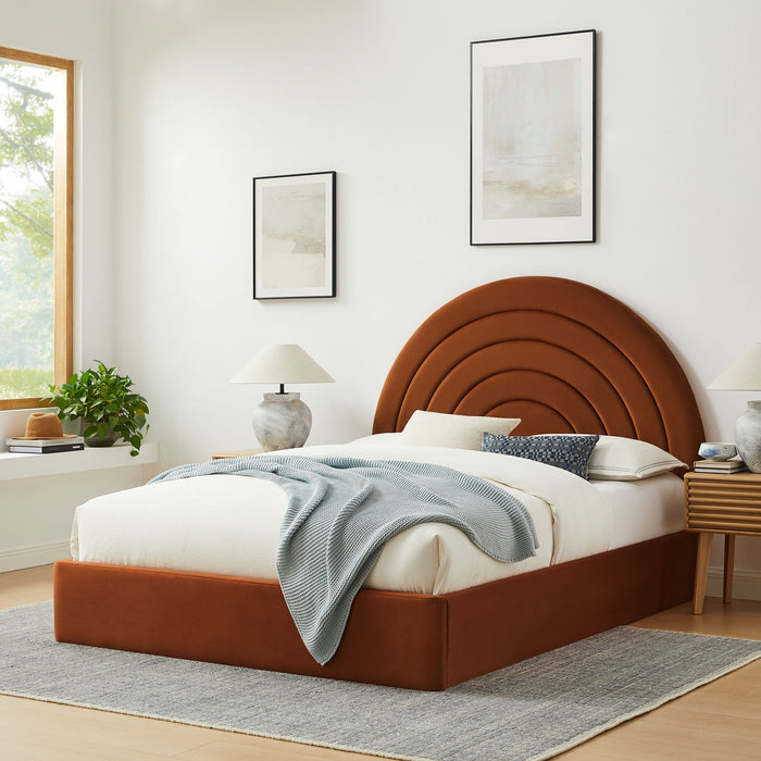 Solana Arched Performance Velvet Platform Bed