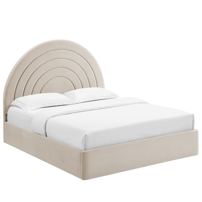 Solana Arched Performance Velvet Platform Bed