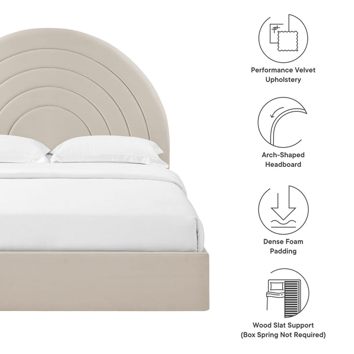 Solana Arched Performance Velvet Platform Bed