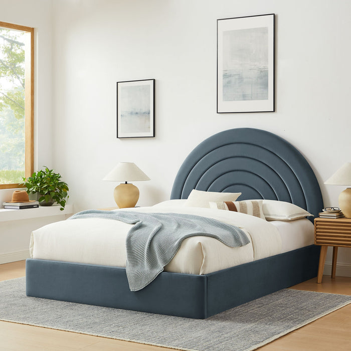 Solana Arched Performance Velvet Platform Bed