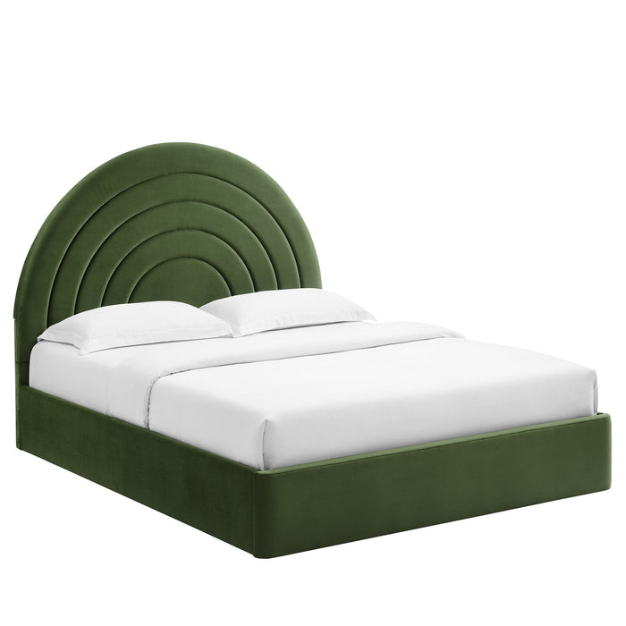 Solana Arched Performance Velvet Platform Bed