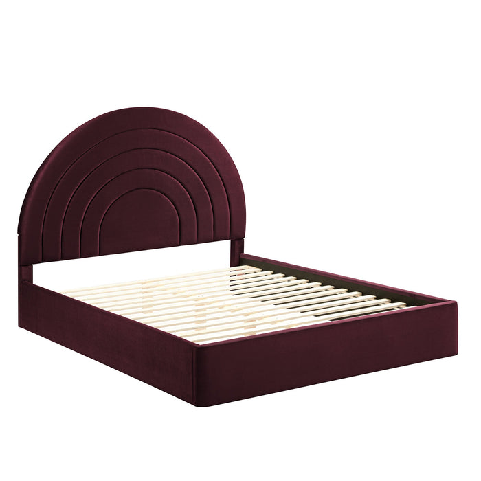 Solana Arched Performance Velvet Platform Bed