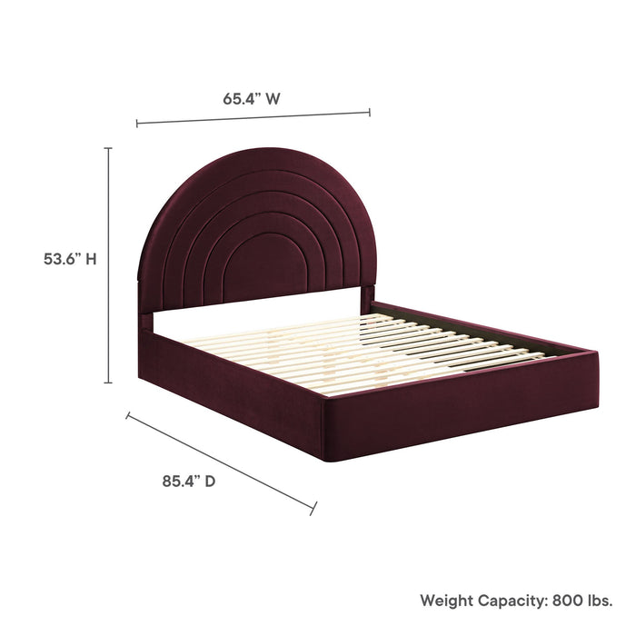 Solana Arched Performance Velvet Platform Bed