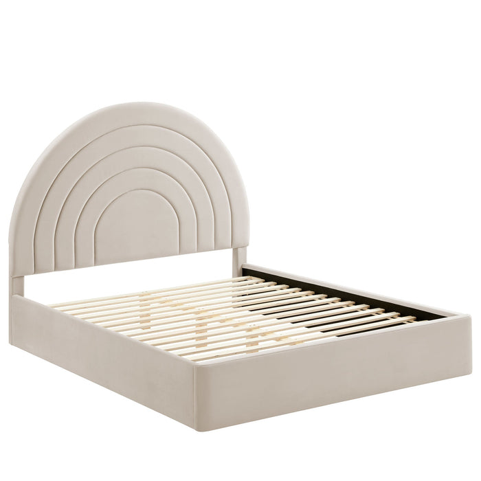 Solana Arched Performance Velvet Platform Bed