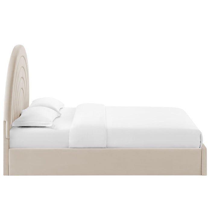 Solana Arched Performance Velvet Platform Bed