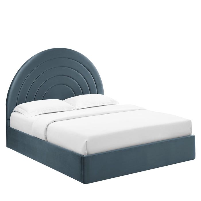 Solana Arched Performance Velvet Platform Bed