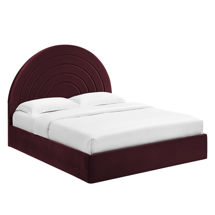 Solana Arched Performance Velvet Platform Bed