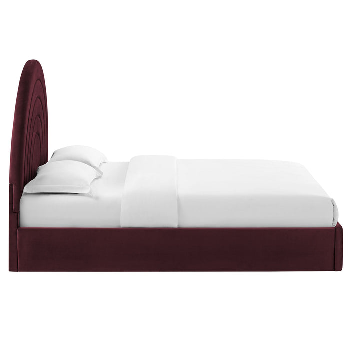 Solana Arched Performance Velvet Platform Bed