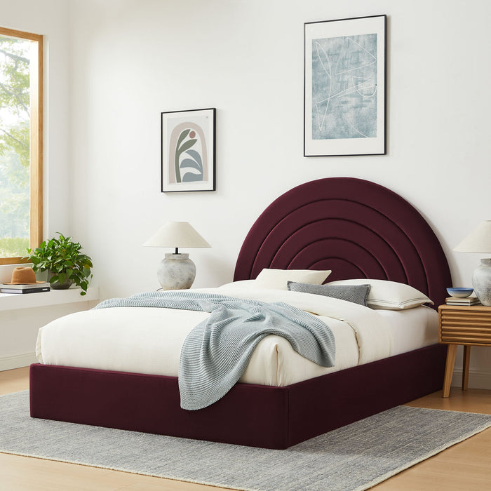 Solana Arched Performance Velvet Platform Bed