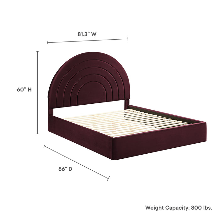 Solana Arched Performance Velvet Platform Bed