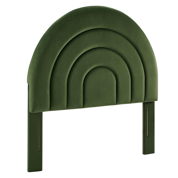 Modway Solana Arched Performance Velvet Headboard Bedroom Furniture in Blue