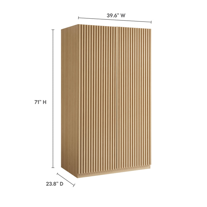 Modway Render 2-Door Wardrobe Closet Living Room Furniture in Brown - Detail View