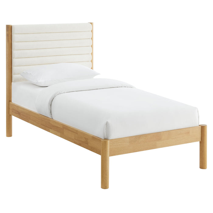 Olea Channel Tufted Boucle Solid Wood Platform Bed