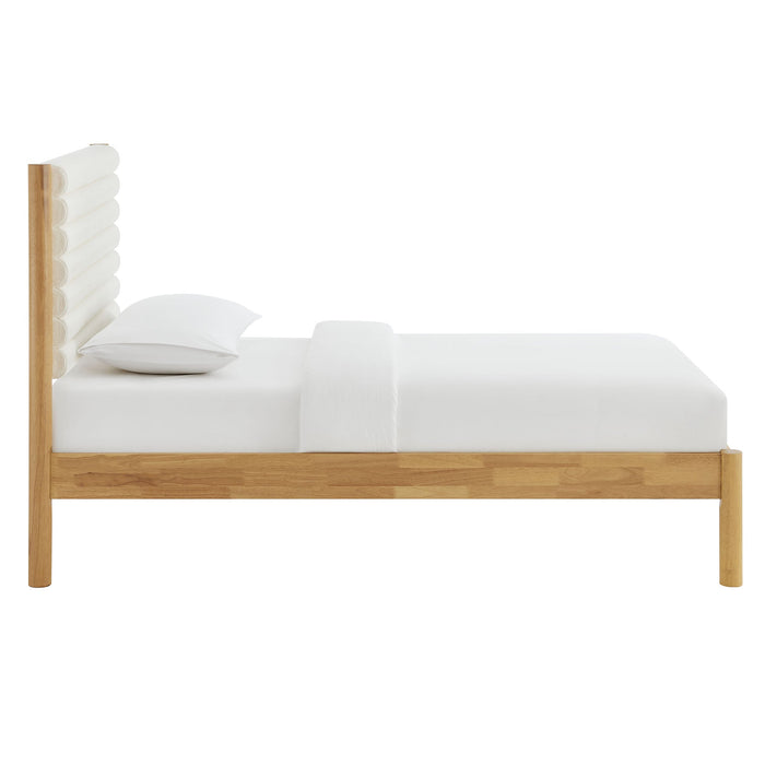 Olea Channel Tufted Boucle Solid Wood Platform Bed