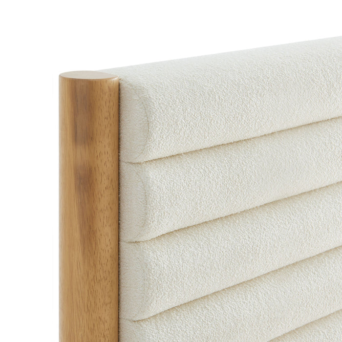 Olea Channel Tufted Boucle Solid Wood Platform Bed