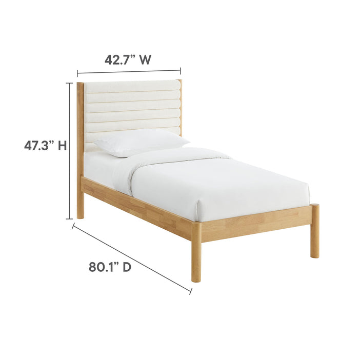 Olea Channel Tufted Boucle Solid Wood Platform Bed