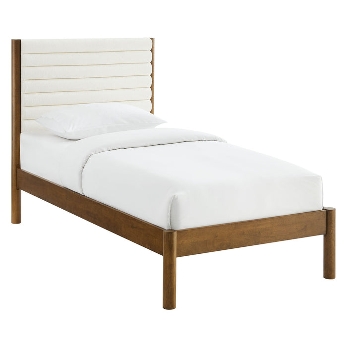 Olea Channel Tufted Boucle Solid Wood Platform Bed