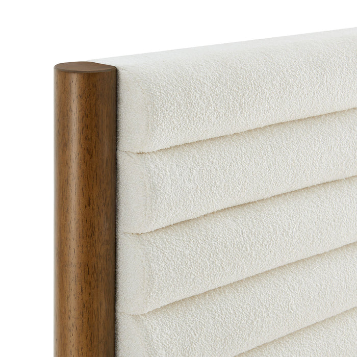 Olea Channel Tufted Boucle Solid Wood Platform Bed