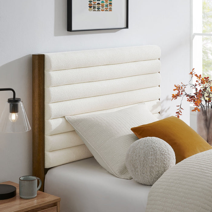 Olea Channel Tufted Boucle Solid Wood Platform Bed
