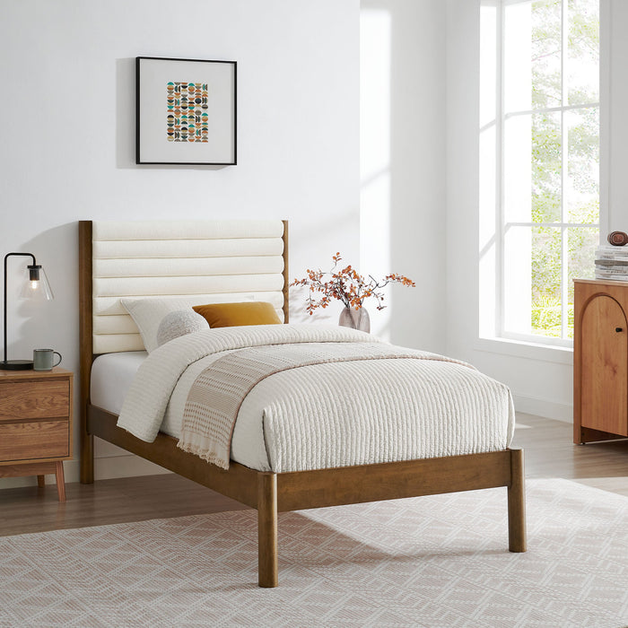 Olea Channel Tufted Boucle Solid Wood Platform Bed