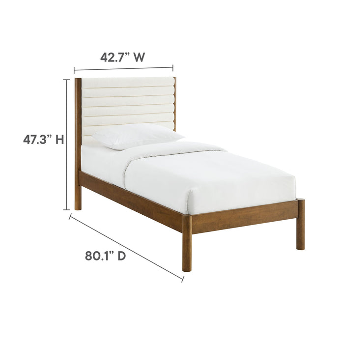 Olea Channel Tufted Boucle Solid Wood Platform Bed