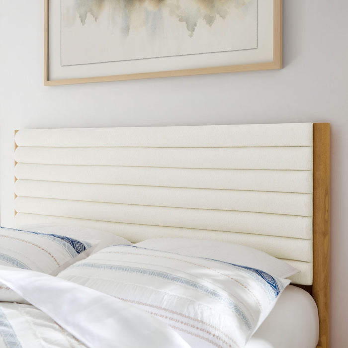 Olea Channel Tufted Boucle Solid Wood Platform Bed