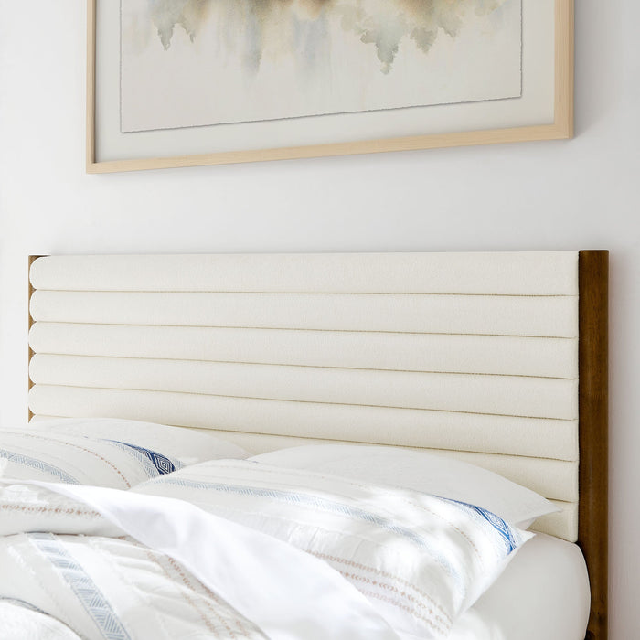 Olea Channel Tufted Boucle Solid Wood Platform Bed