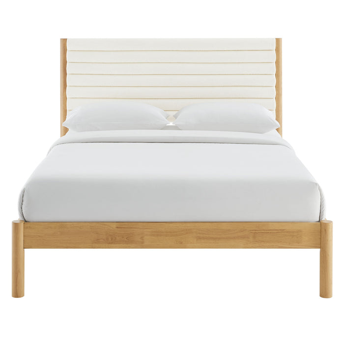 Olea Channel Tufted Boucle Solid Wood Platform Bed