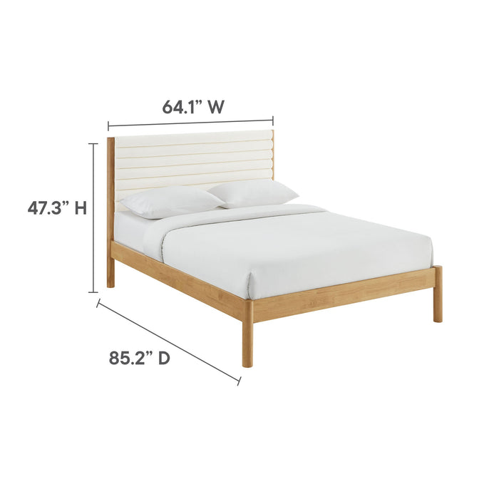 Olea Channel Tufted Boucle Solid Wood Platform Bed