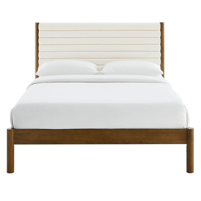 Olea Channel Tufted Boucle Solid Wood Platform Bed