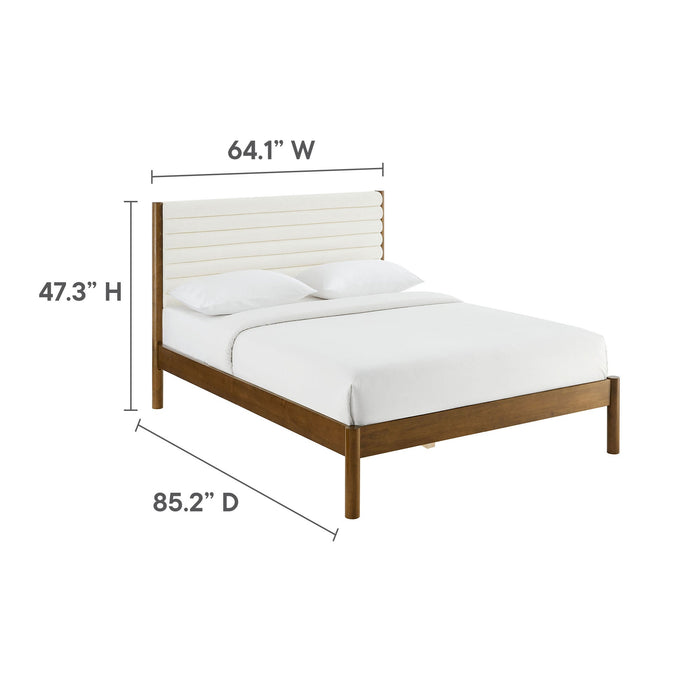 Olea Channel Tufted Boucle Solid Wood Platform Bed