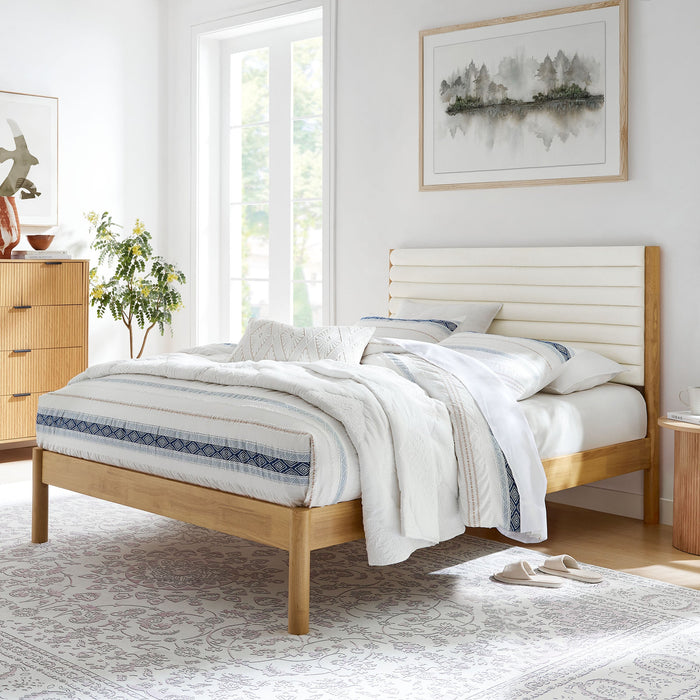 Olea Channel Tufted Boucle Solid Wood Platform Bed