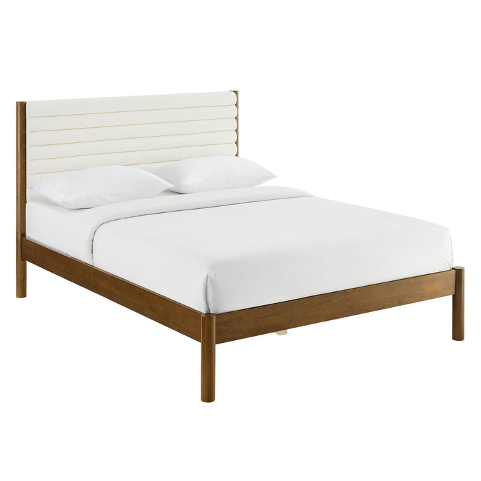 Olea Channel Tufted Boucle Solid Wood Platform Bed