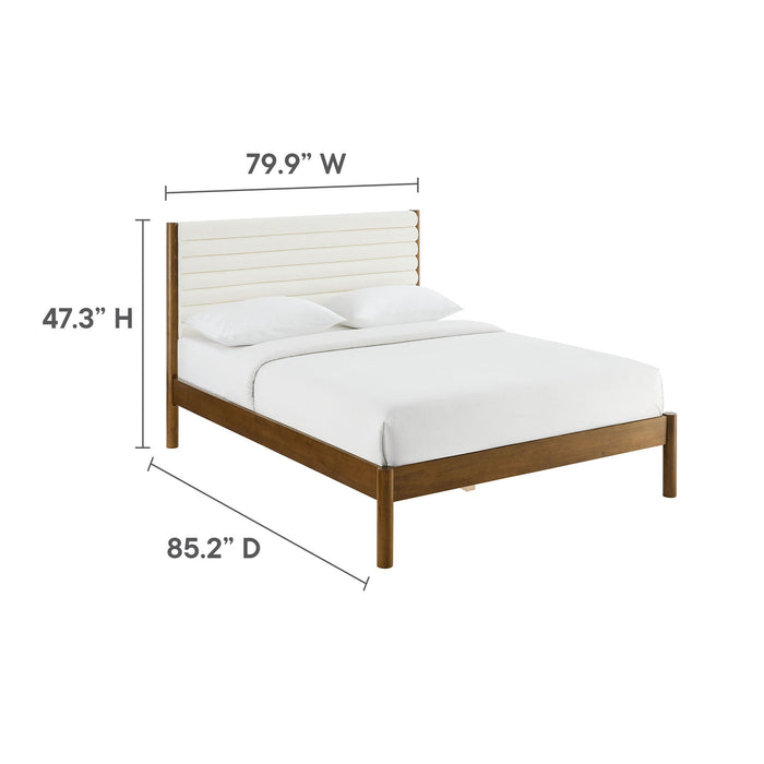 Olea Channel Tufted Boucle Solid Wood Platform Bed
