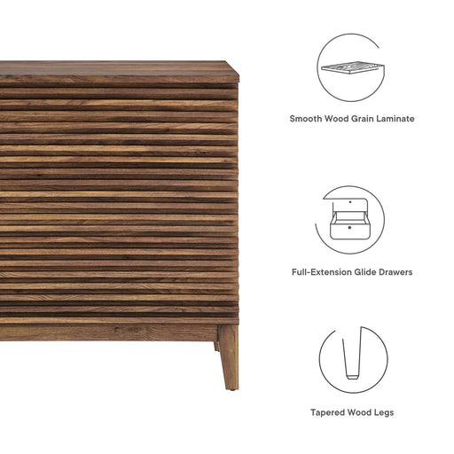 Modway Render Large 3-Drawer Nightstand Bedroom Furniture in Brown - Side View